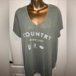 True Craft Green T-Shirt country wish list v neck short Sleeve Womens Size 1X
